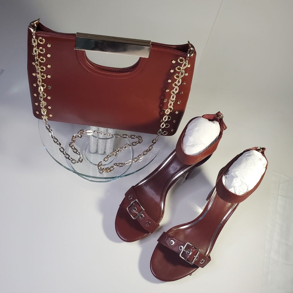 White House Black Market Women's Sandals Burgundy & Match with the Purse